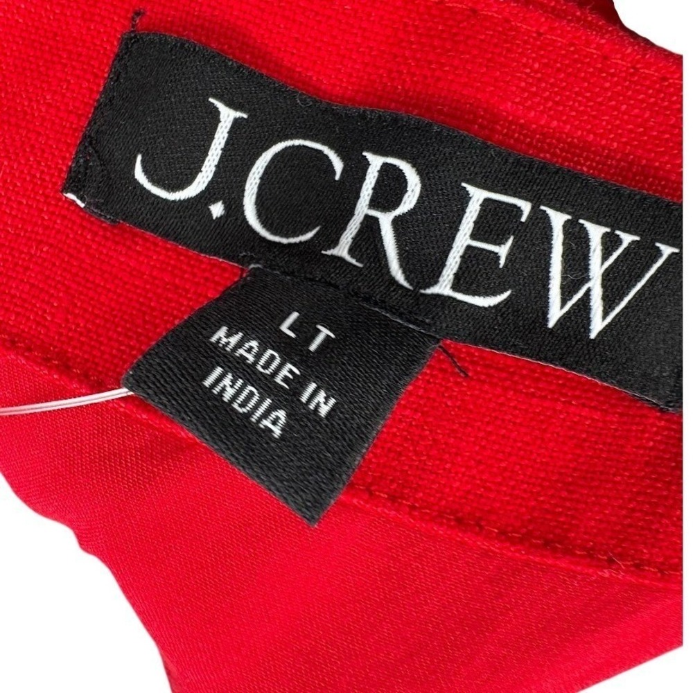 J.Crew Claudia Red Linen Button Front Mini Dress Gold Buttons Size Large Tall - Picture 4 of 8